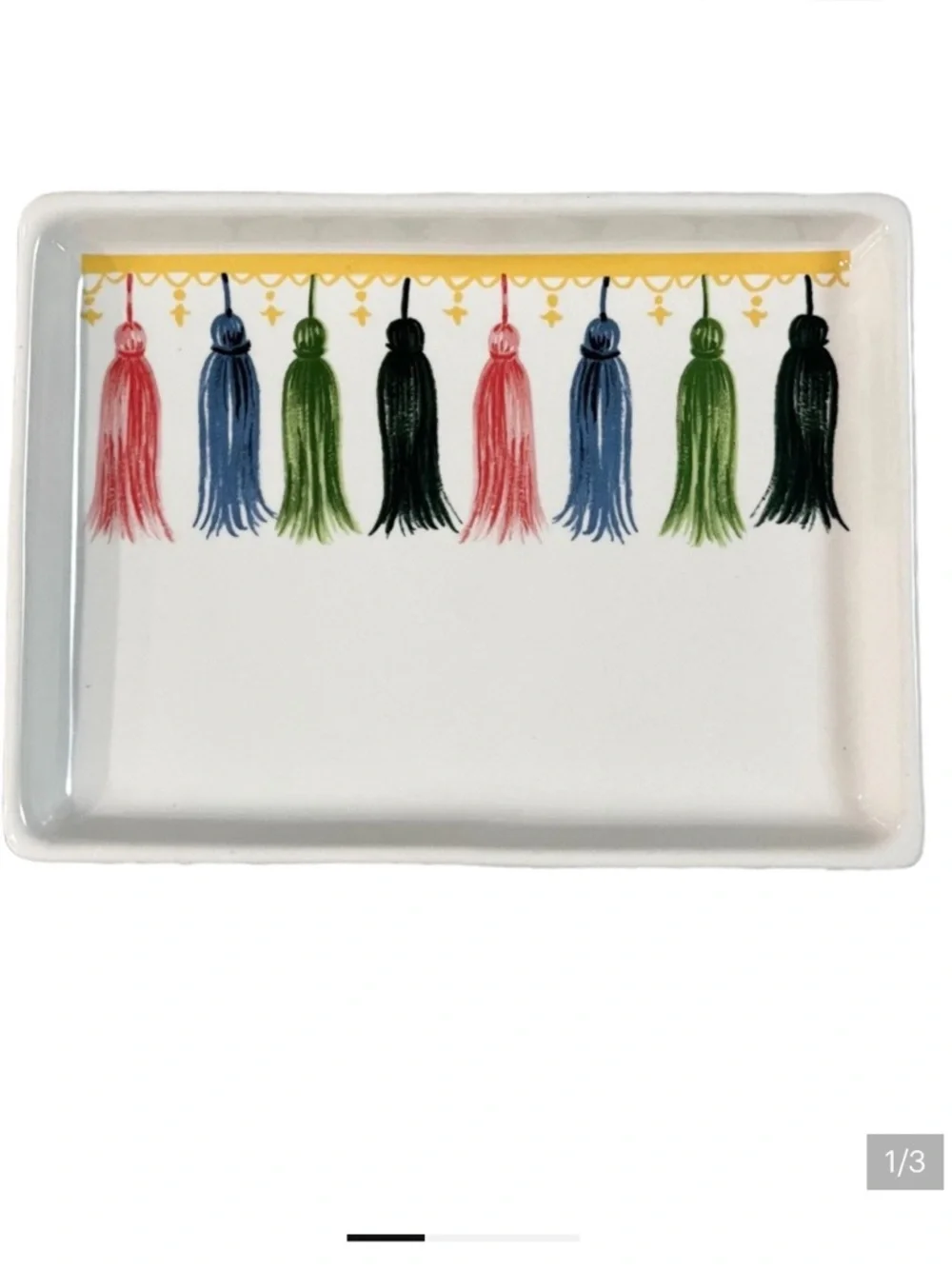 Magnolia Tassel Trinket Tray in Pink, Blue, Green, Black and Gold